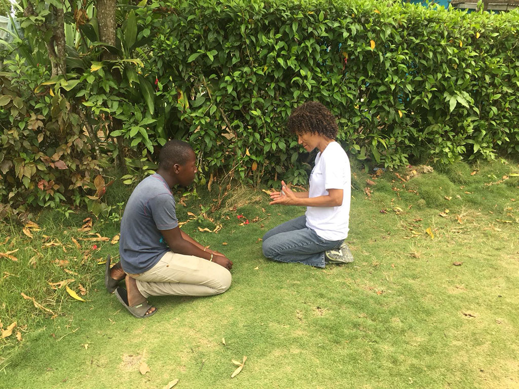 man and woman having a conversation